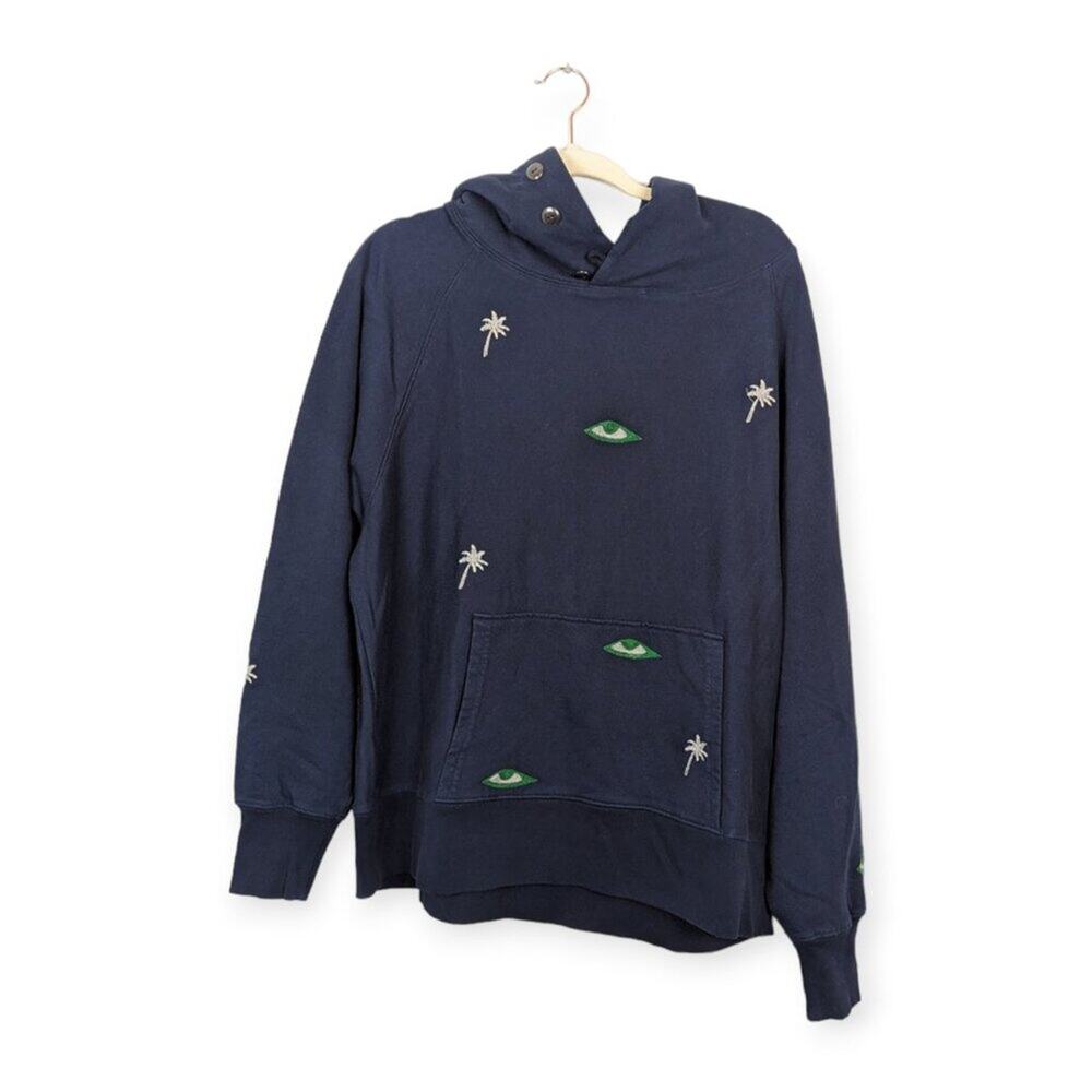 NWT Sandrine Rose Navy French Worker Embroidered Hoodie
